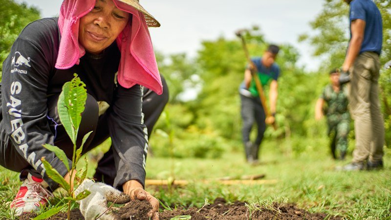 Volunteers planting young trees and promoting environmental care - Community & Environment focus area, Sahayata Association Foundation
